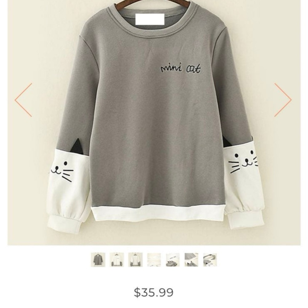 Mini Cat Sweatshirt Crewneck Sweater